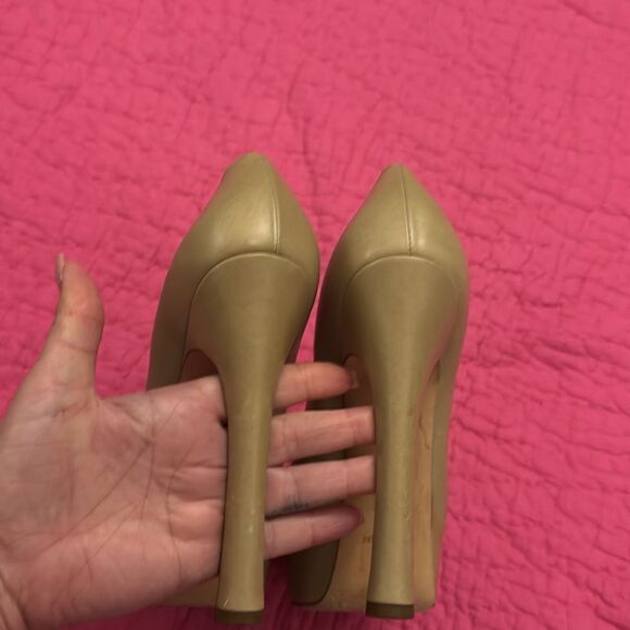 YSL Elegant platform Tan Peep-Toe Heels, US8,5 - Picture 6 of 10